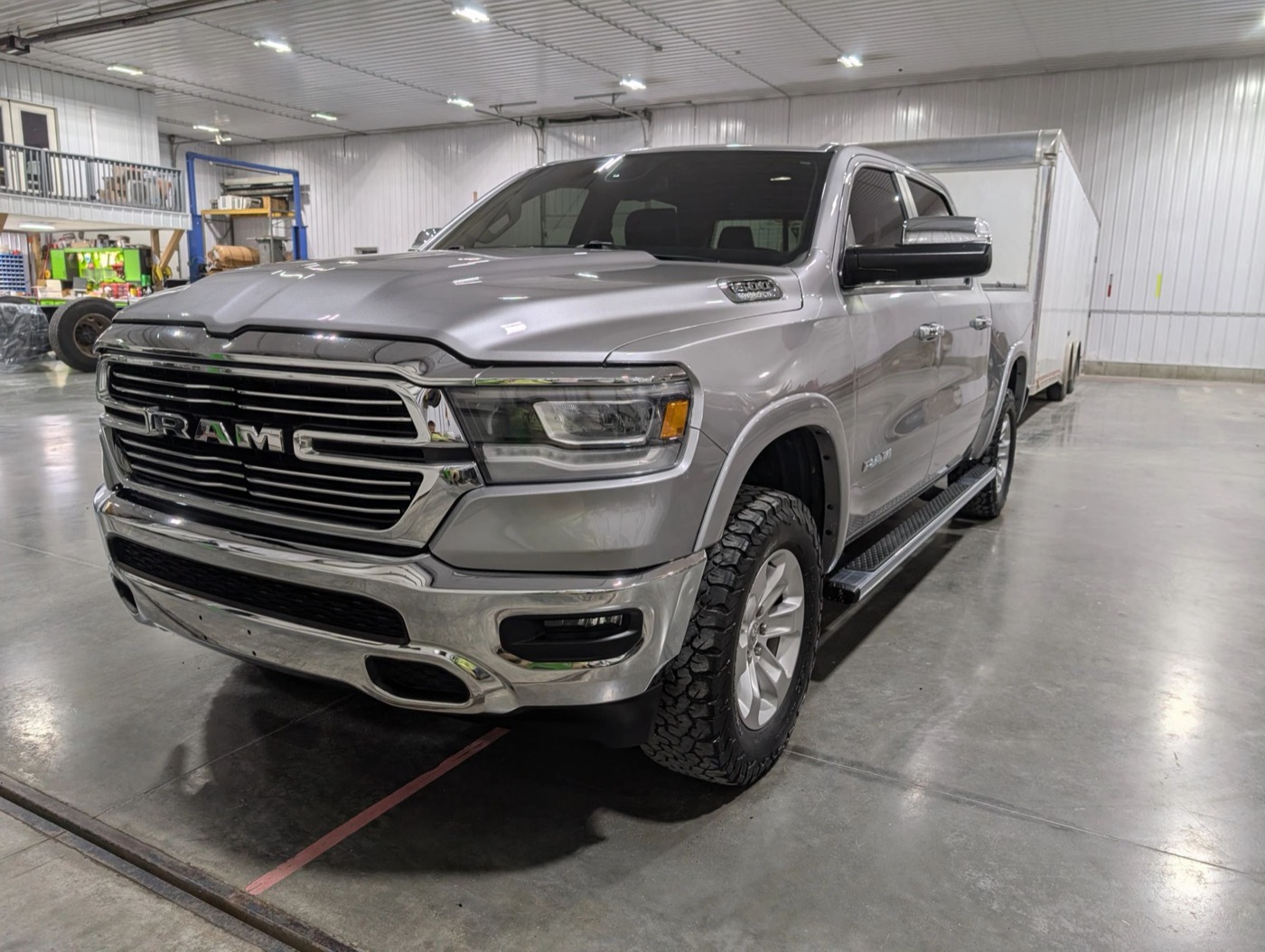A silver RAM 1500 inside the detailing shop bay in Leesburg, Ohio